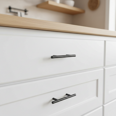 Cosmas 404-030FB Flat Black Slim Line Euro Style Bar Pull