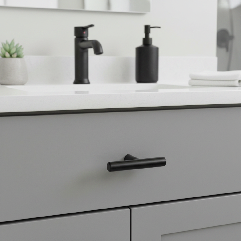 Cosmas 404FB Flat Black Slim Line Euro Style T Bar Knob