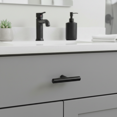 Cosmas 404FB Flat Black Slim Line Euro Style T Bar Knob