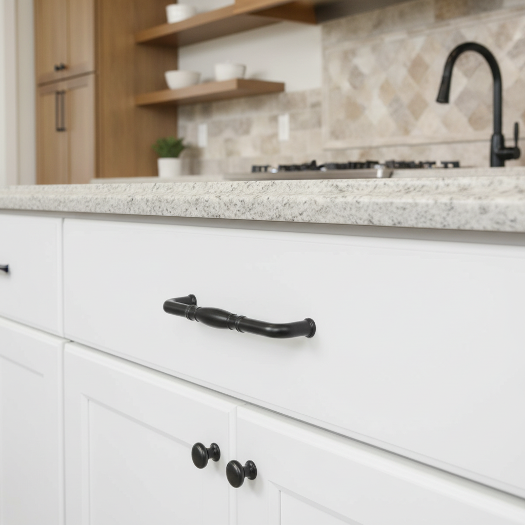 Cosmas 4313-128FB Flat Black Cabinet Pull