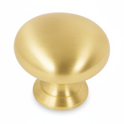 Brushed Brass Cosmas cabinet knob on a white background