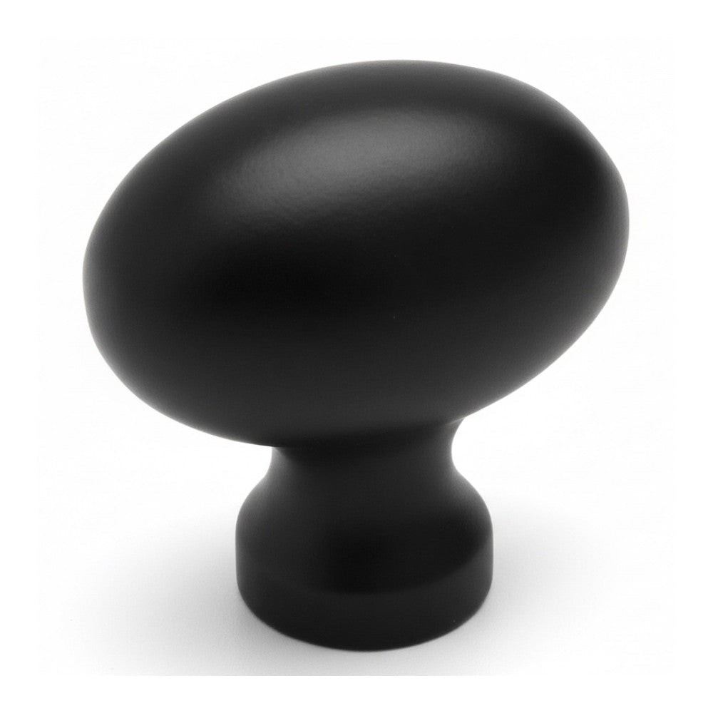 Flat black oval (ovoid) cabinet knob
