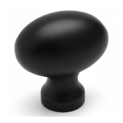 Flat black oval (ovoid) cabinet knob