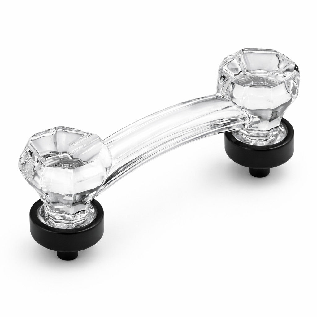 Cosmas 6397FB-C Flat Black with Clear Glass Cabinet Pull