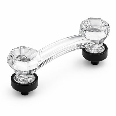 Cosmas 6397FB-C Flat Black with Clear Glass Cabinet Pull