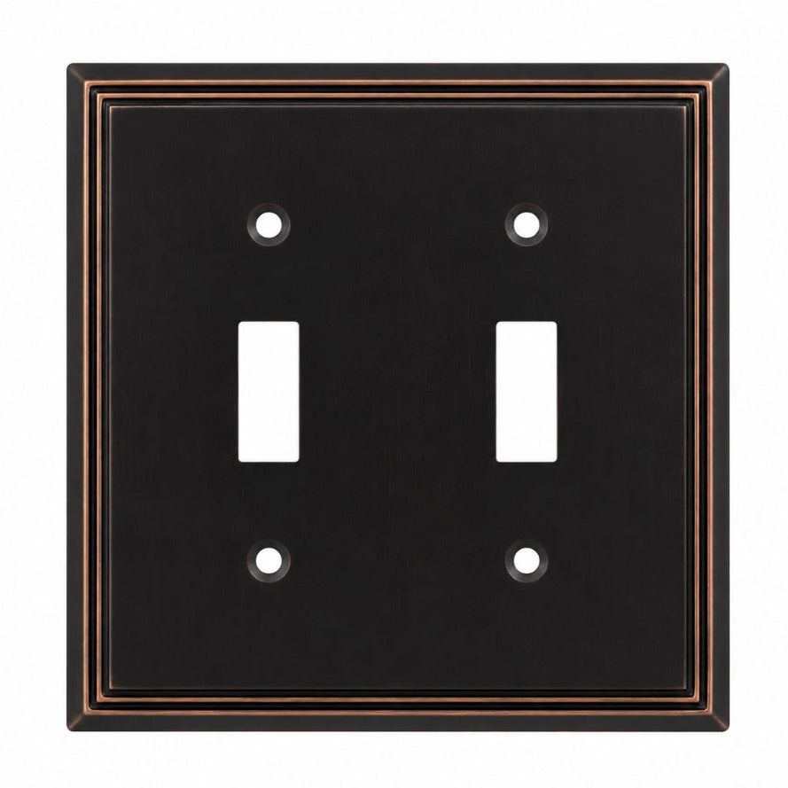 Cosmas 65004-ORB Oil Rubbed Bronze Double Toggle Switchplate Cover