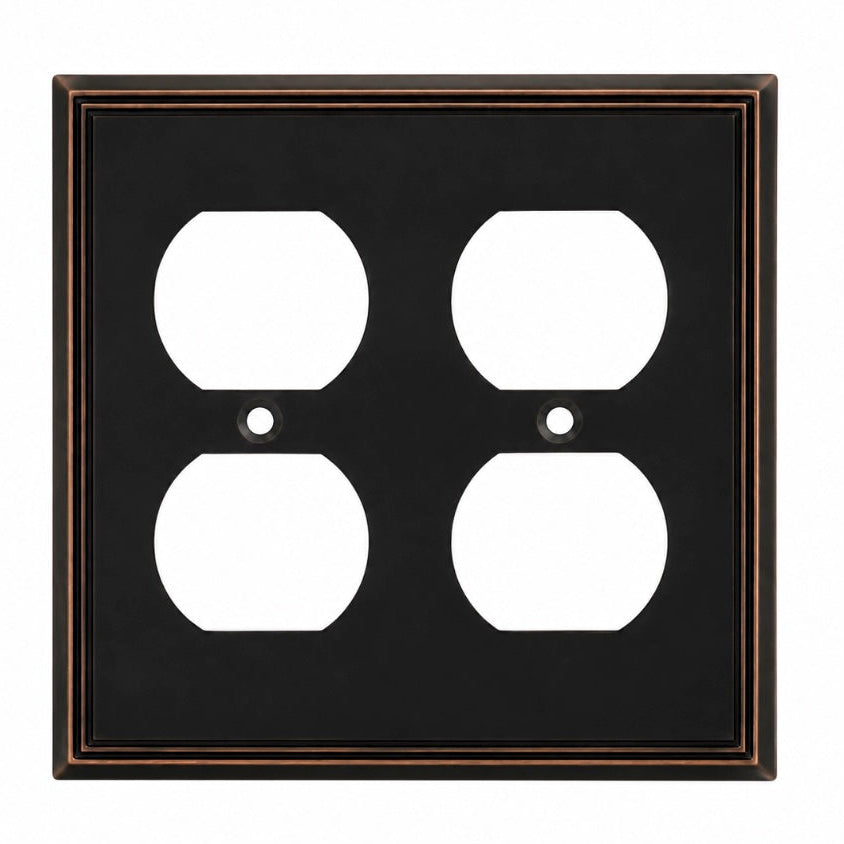 Cosmas 65044-ORB Oil Rubbed Bronze Double Duplex Outlet Wall Plate