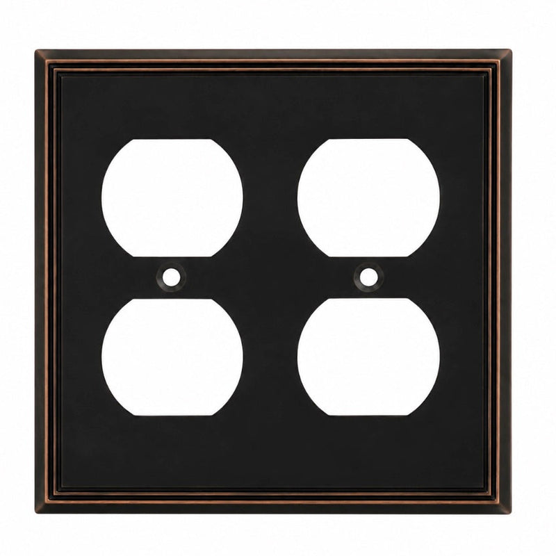 Cosmas 65044-ORB Oil Rubbed Bronze Double Duplex Outlet Wall Plate