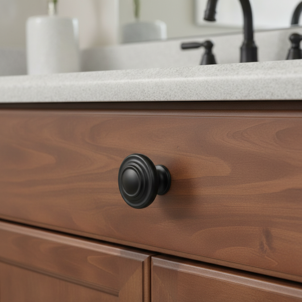 Cosmas 9971FB Flat Black 3 Ring Cabinet Knob