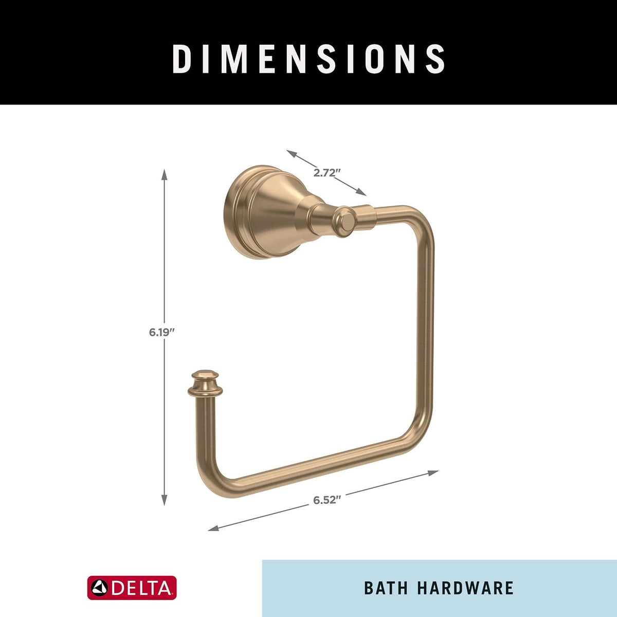 Delta Mylan Square Towel Ring in Champagne Bronze