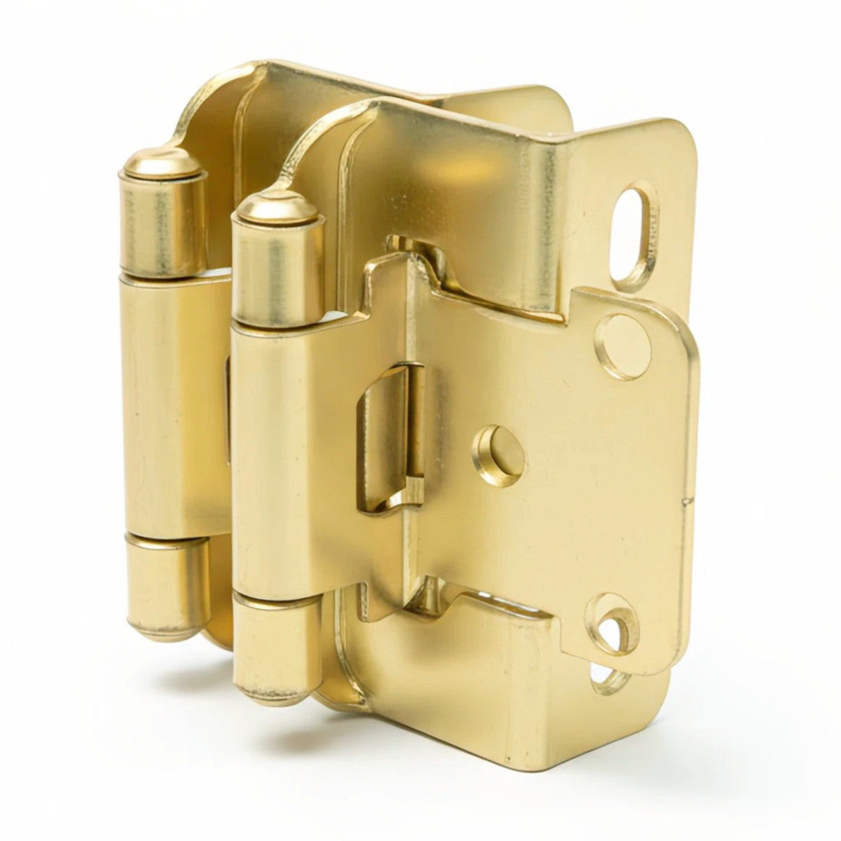 Diversa Partial Wrap 1/2" Overlay Brushed Brass Cabinet Hinges (Pair)