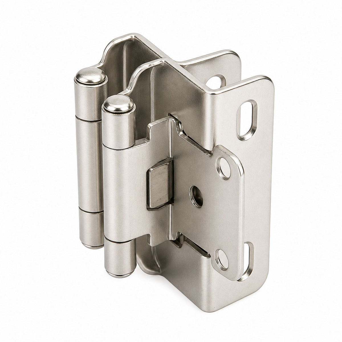 Diversa Partial Wrap 1/2" Overlay Brushed Satin Nickel Cabinet Hinges (Pair)