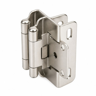 Diversa Partial Wrap 1/2" Overlay Brushed Satin Nickel Cabinet Hinges (Pair)