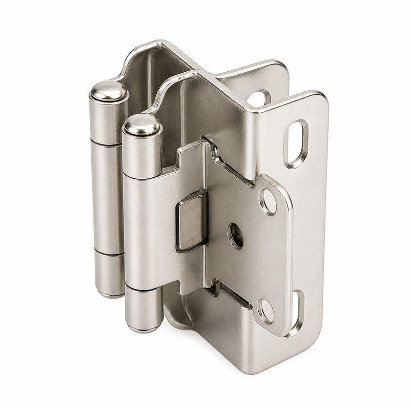 Diversa Partial Wrap 1/2" Overlay Brushed Satin Nickel Cabinet Hinges (Pair)