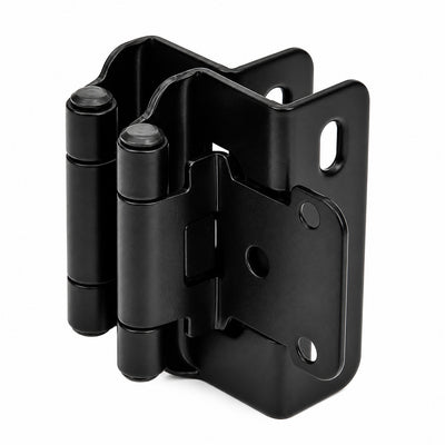 Diversa Partial Wrap 1/2" Overlay Matte Black Cabinet Hinges (Pair)