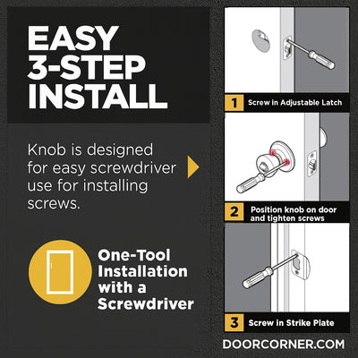 Bedford Privacy Door Knob, Polished Chrome