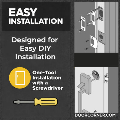 Keeneland Design Satin Brass Contemporary Handleset with Kain Lever