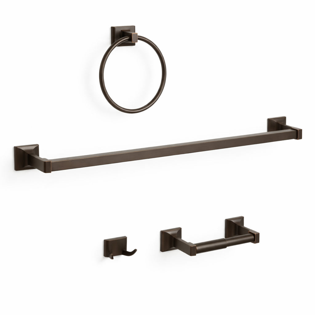 Eclipse Series 4 Piece Oil Rubbed Bronze Bathroom Hardware Set