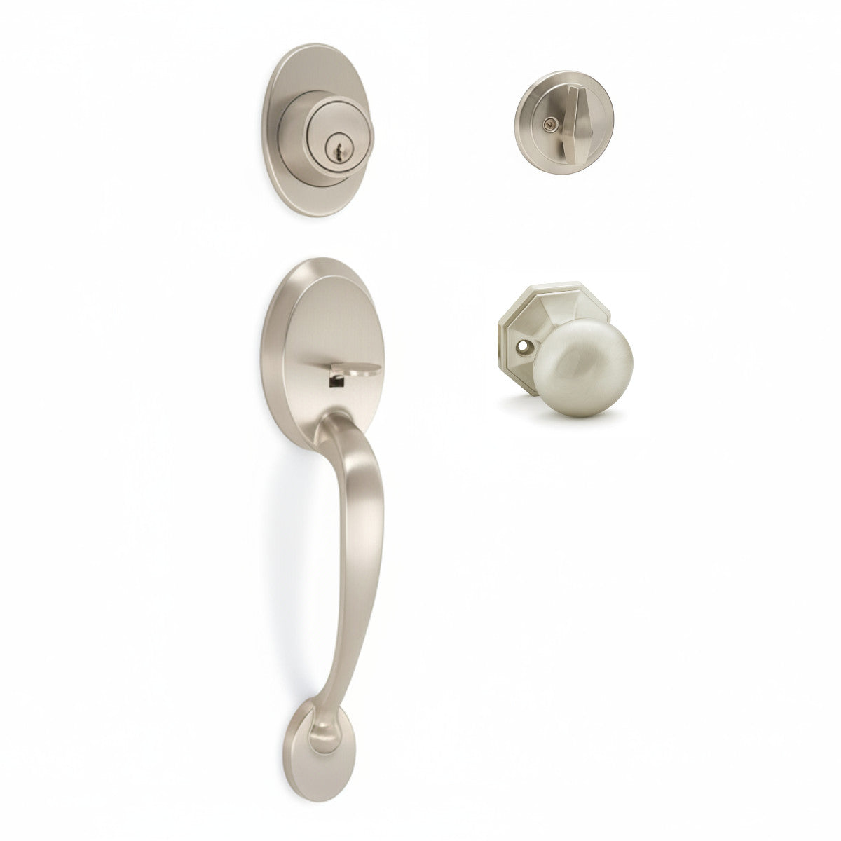 Frankfort Satin Nickel Traditional Handleset with Stanton Knob