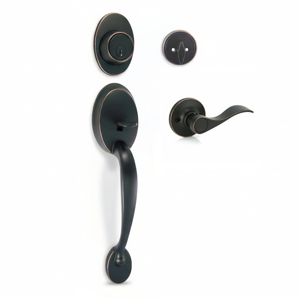 Frankfort Oil Rubbed Bronze Traditional Handleset with Kingston Lever