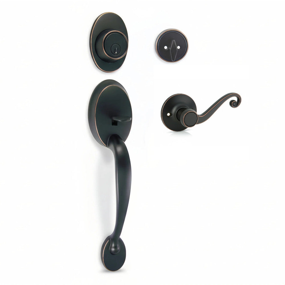 Frankfort Oil Rubbed Bronze Traditional Handleset with Livingston Lever