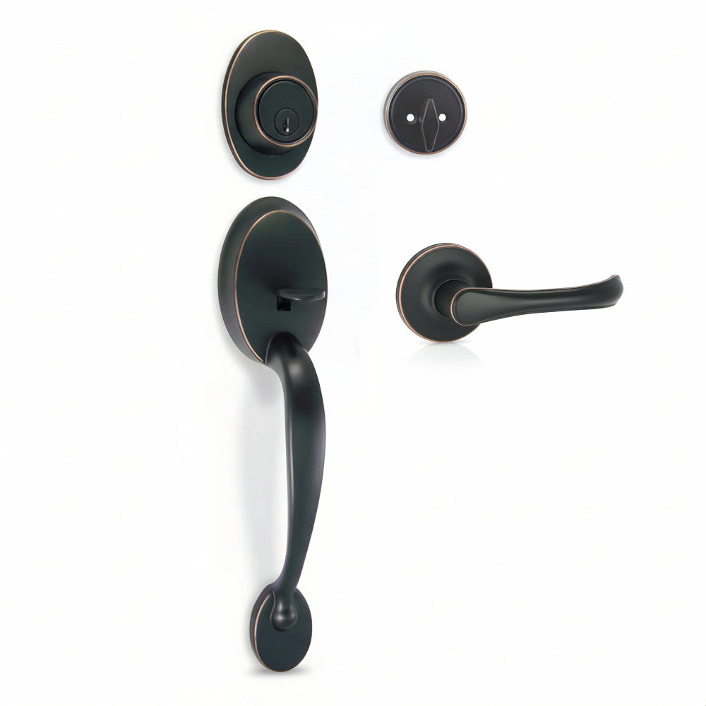 Frankfort Oil Rubbed Bronze Traditional Handleset with Rochester Lever