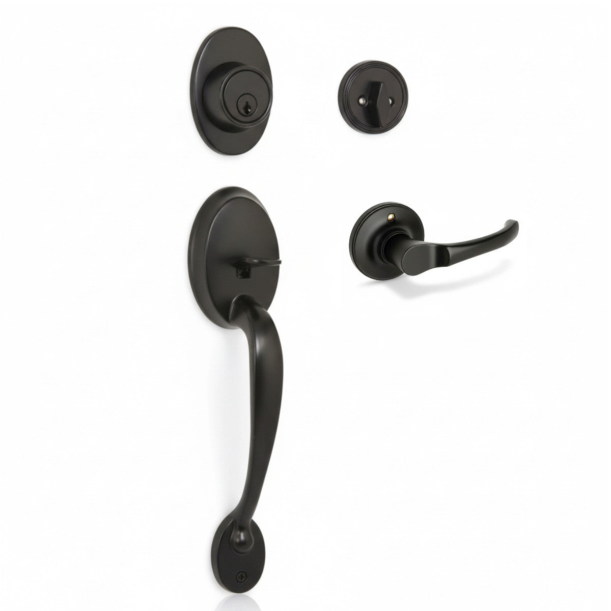 Frankfort Matte Black Traditional Handleset with Arlington Lever