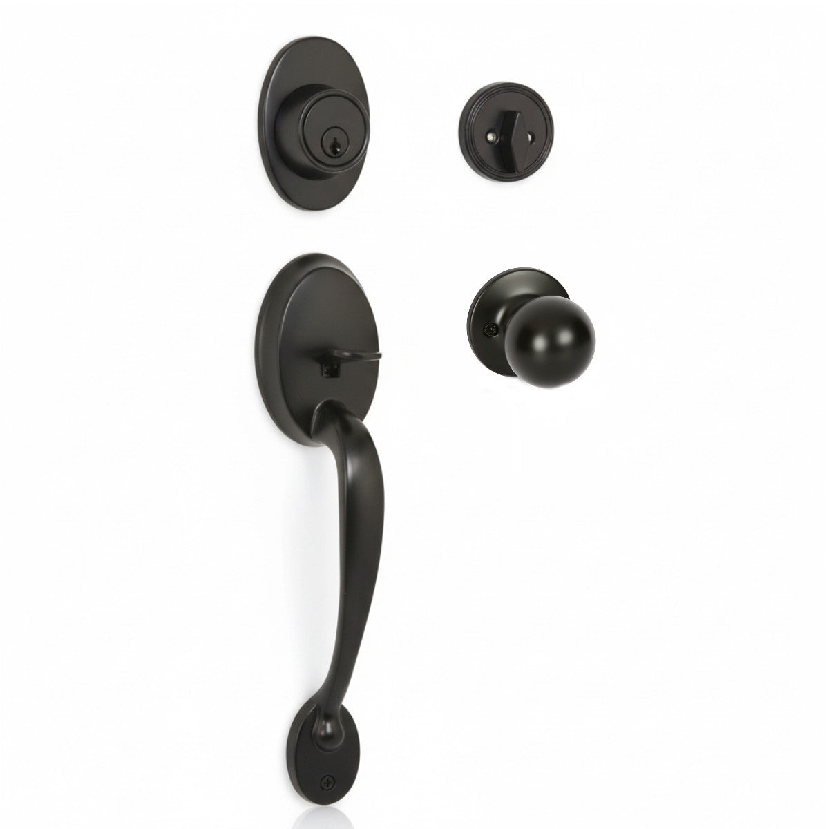 Frankfort Matte Black Traditional Handleset with Ashland Knob