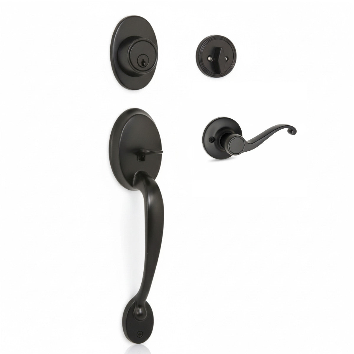 Frankfort Matte Black Traditional Handleset with Richmond Lever