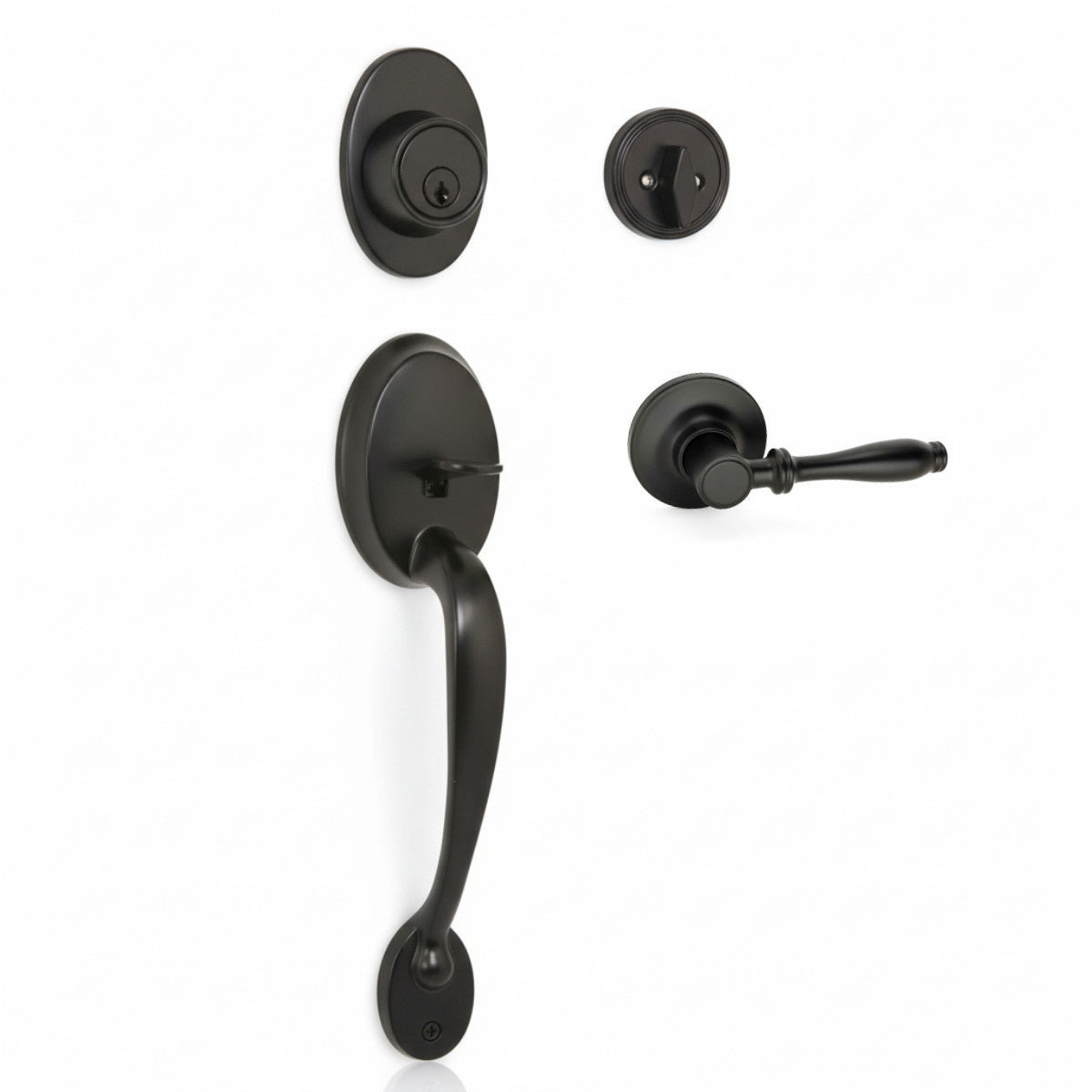 Frankfort Matte Black Traditional Handleset with Villa Lever