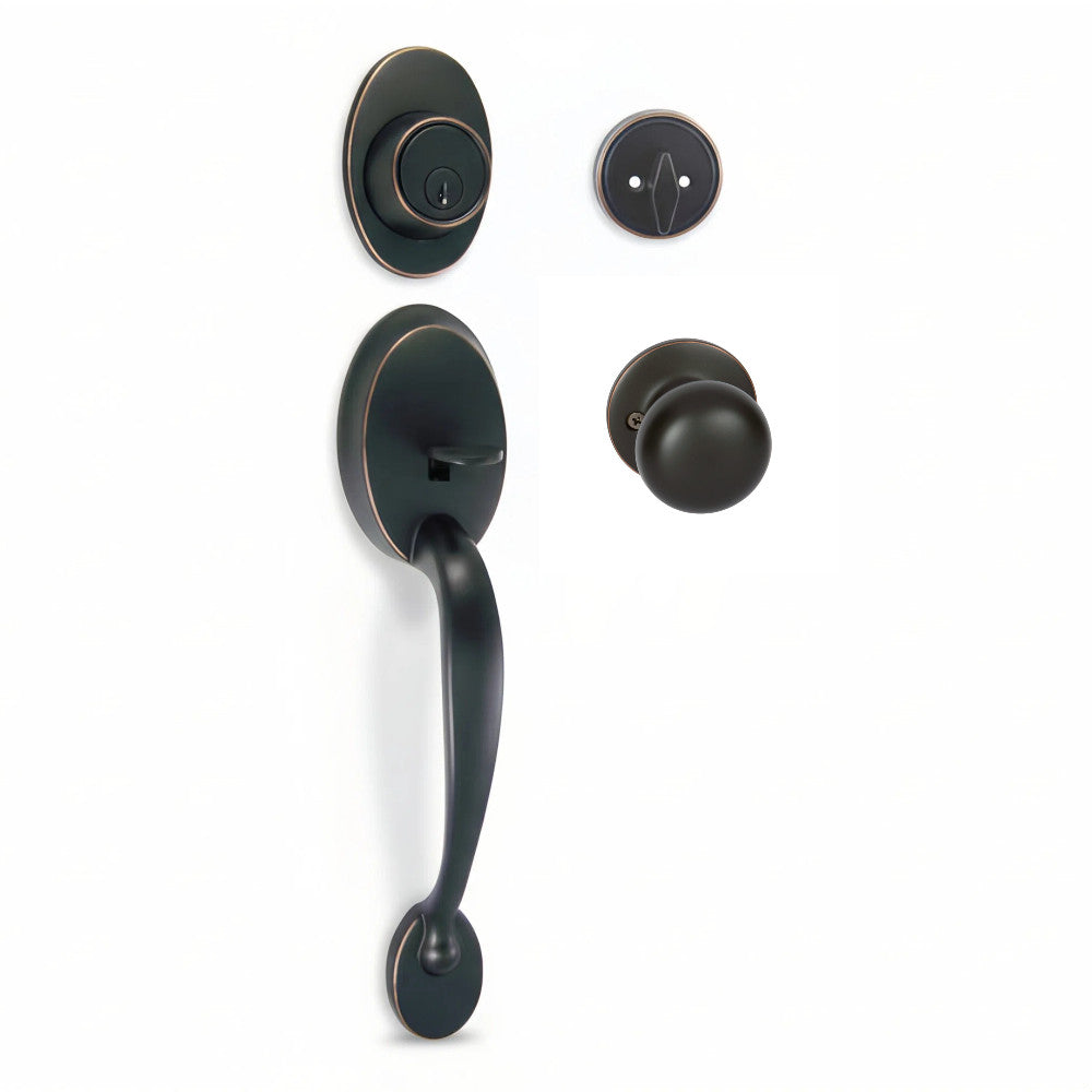 Frankfort Oil Rubbed Bronze Traditional Handleset with Bedford Knob