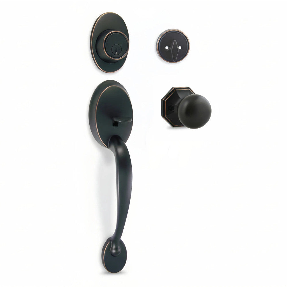 Frankfort Oil Rubbed Bronze Traditional Handleset with Stanton Knob