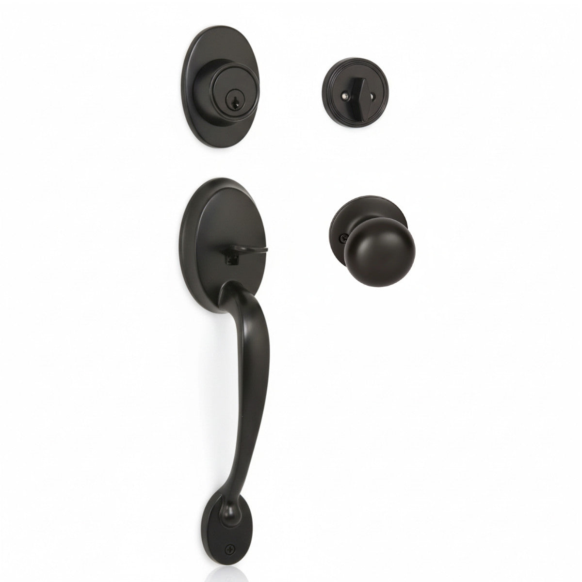 Frankfort Matte Black Traditional Handleset with Bedford Knob