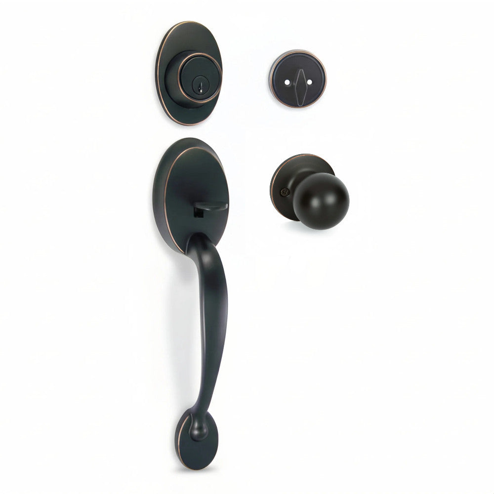 Frankfort Oil Rubbed Bronze Traditional Handleset with Ashland Knob