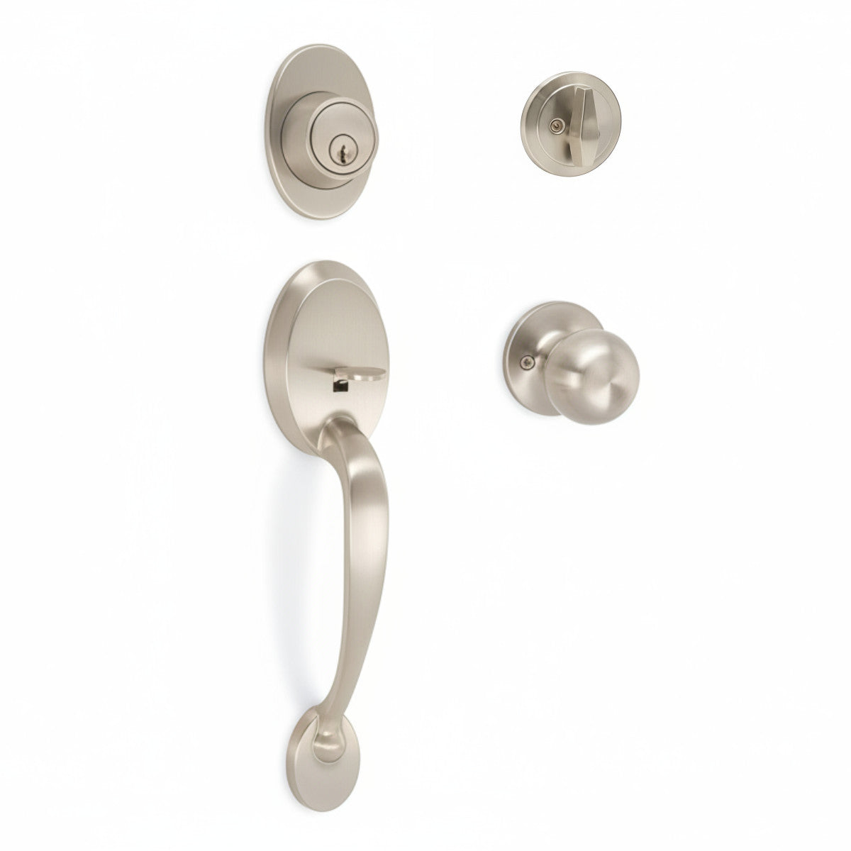 Frankfort Satin Nickel Traditional Handleset with Bedford Knob