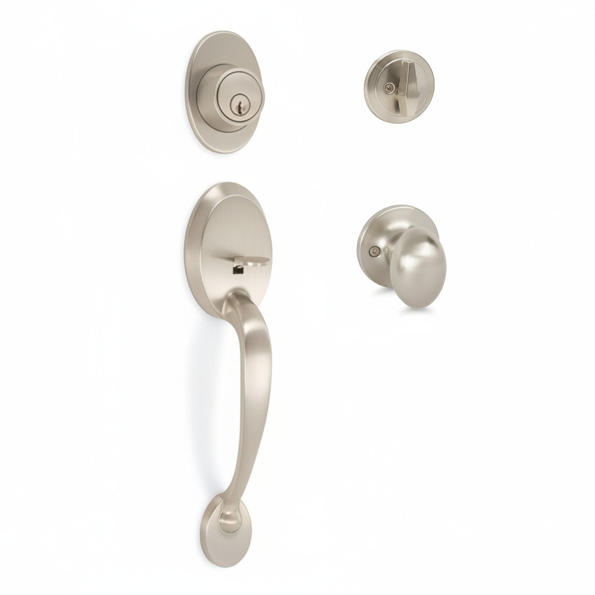 Frankfort Satin Nickel Traditional Handleset with Somerset Knob