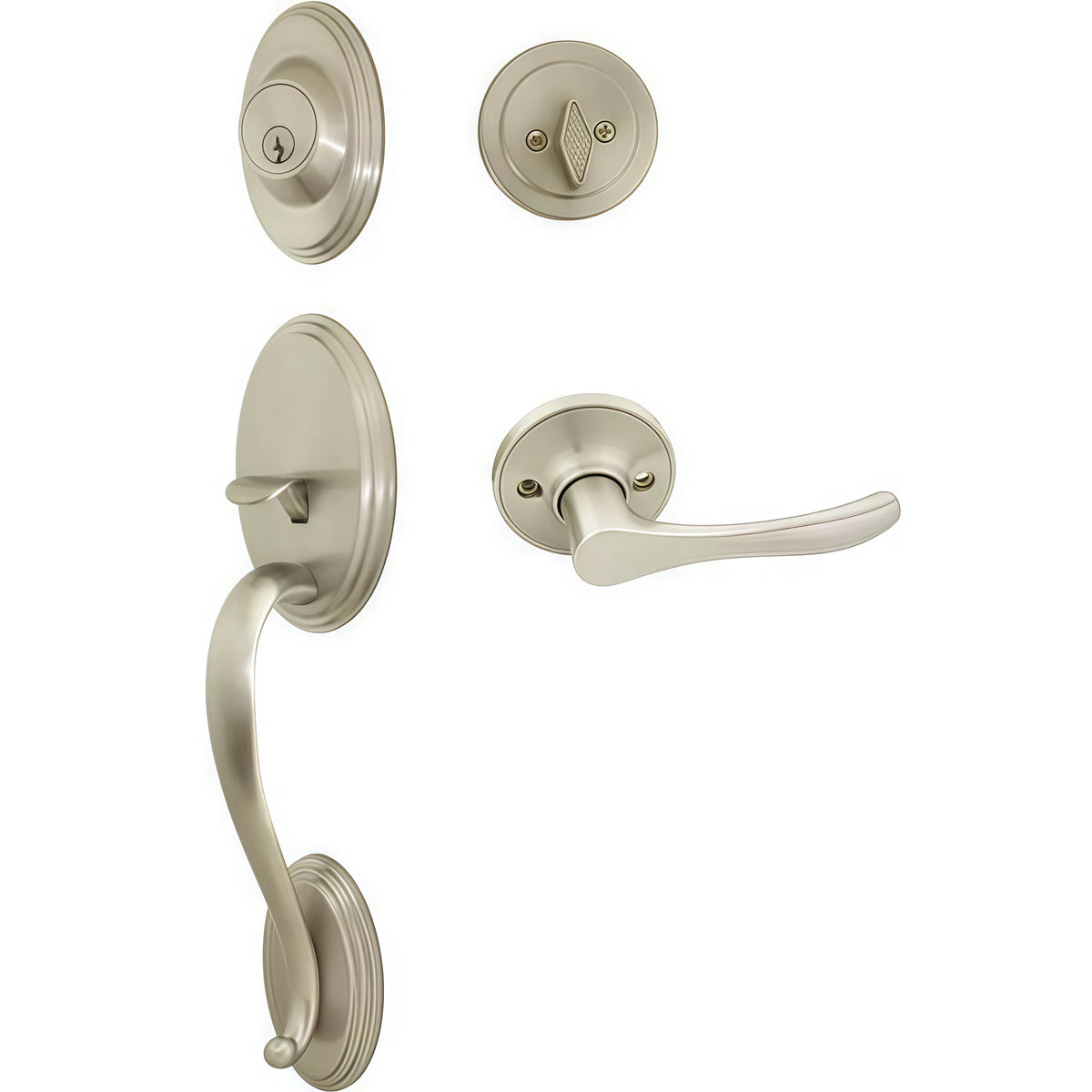 Cosmas 300 Series Satin Nickel Handleset with 30 Series Interior