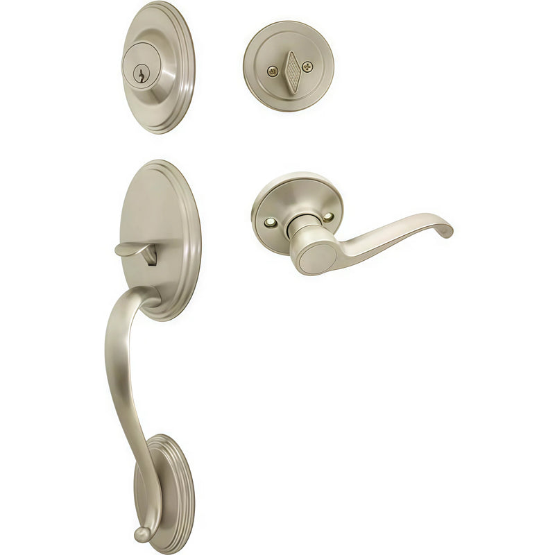 Cosmas 300 Series Satin Nickel Handleset with 50 Series Interior