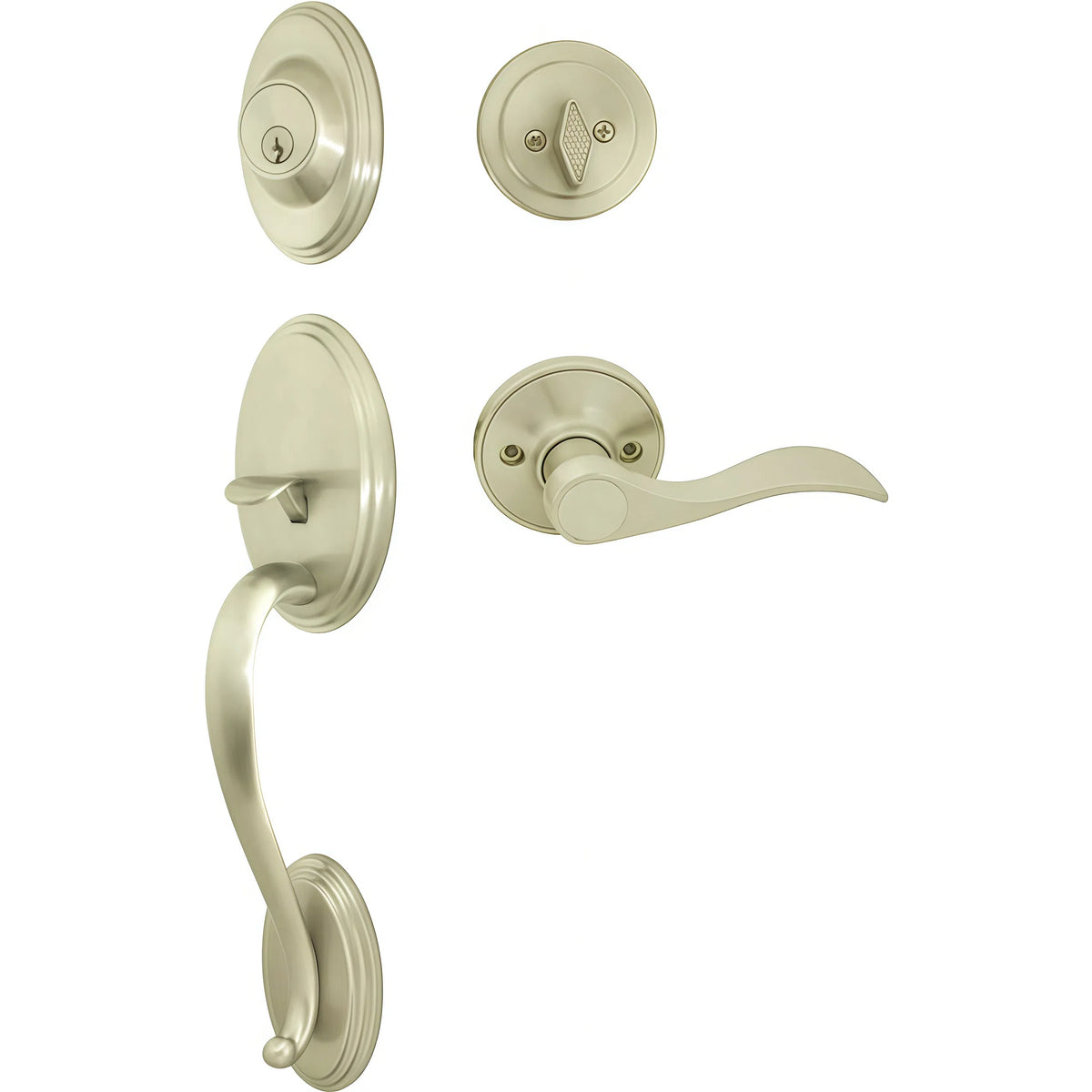 Cosmas 300 Series Satin Nickel Handleset with 80 Series Interior