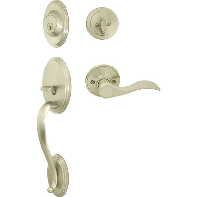 Cosmas 300 Series Satin Nickel Handleset with 80 Series Interior