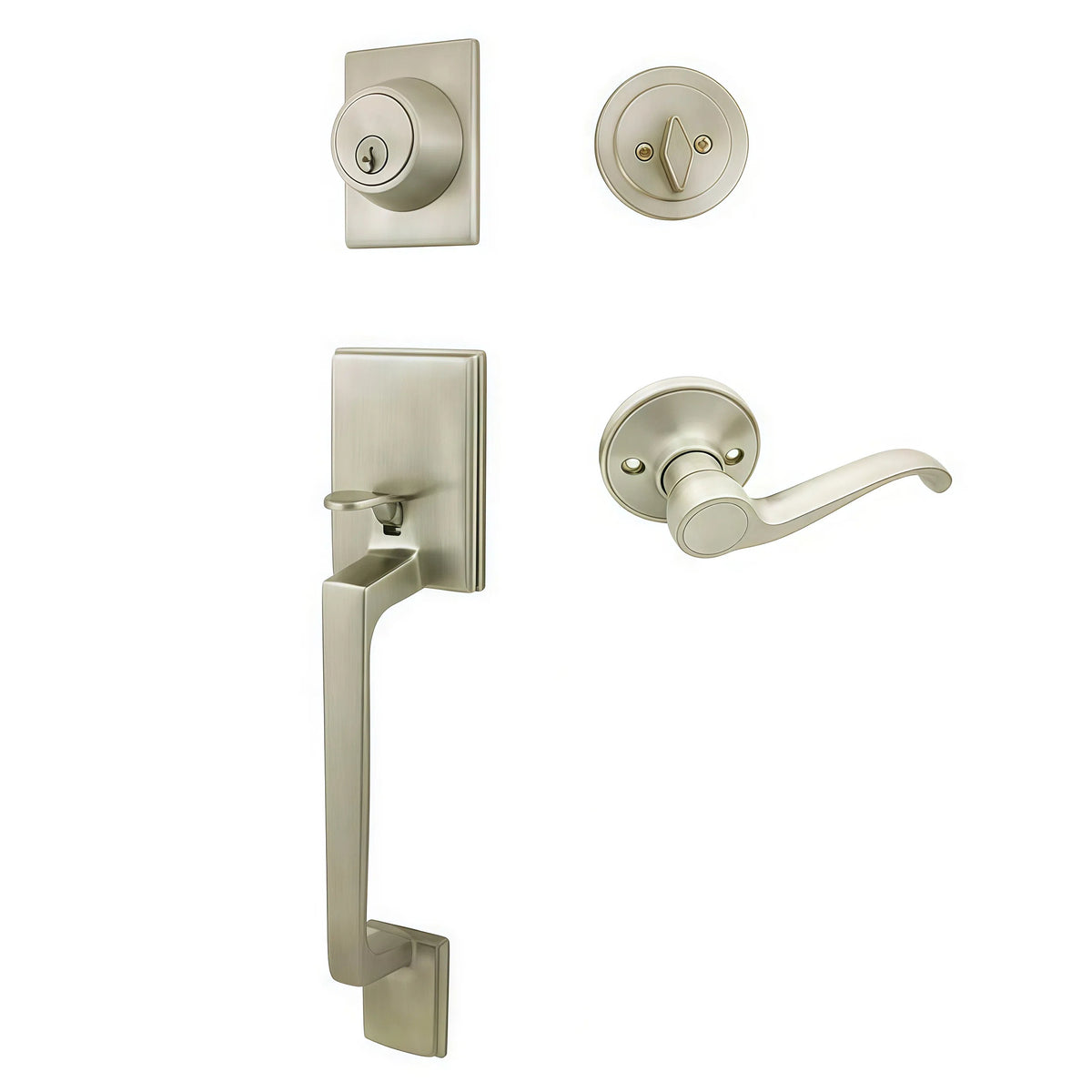 Cosmas 600 Series Satin Nickel Handleset with 50 Series Interior