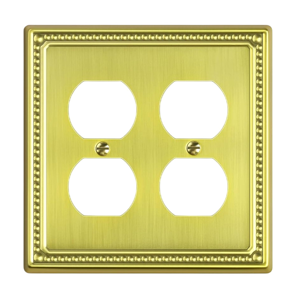 Harmon Brushed Brass Double Duplex Decorative Outlet Cover
