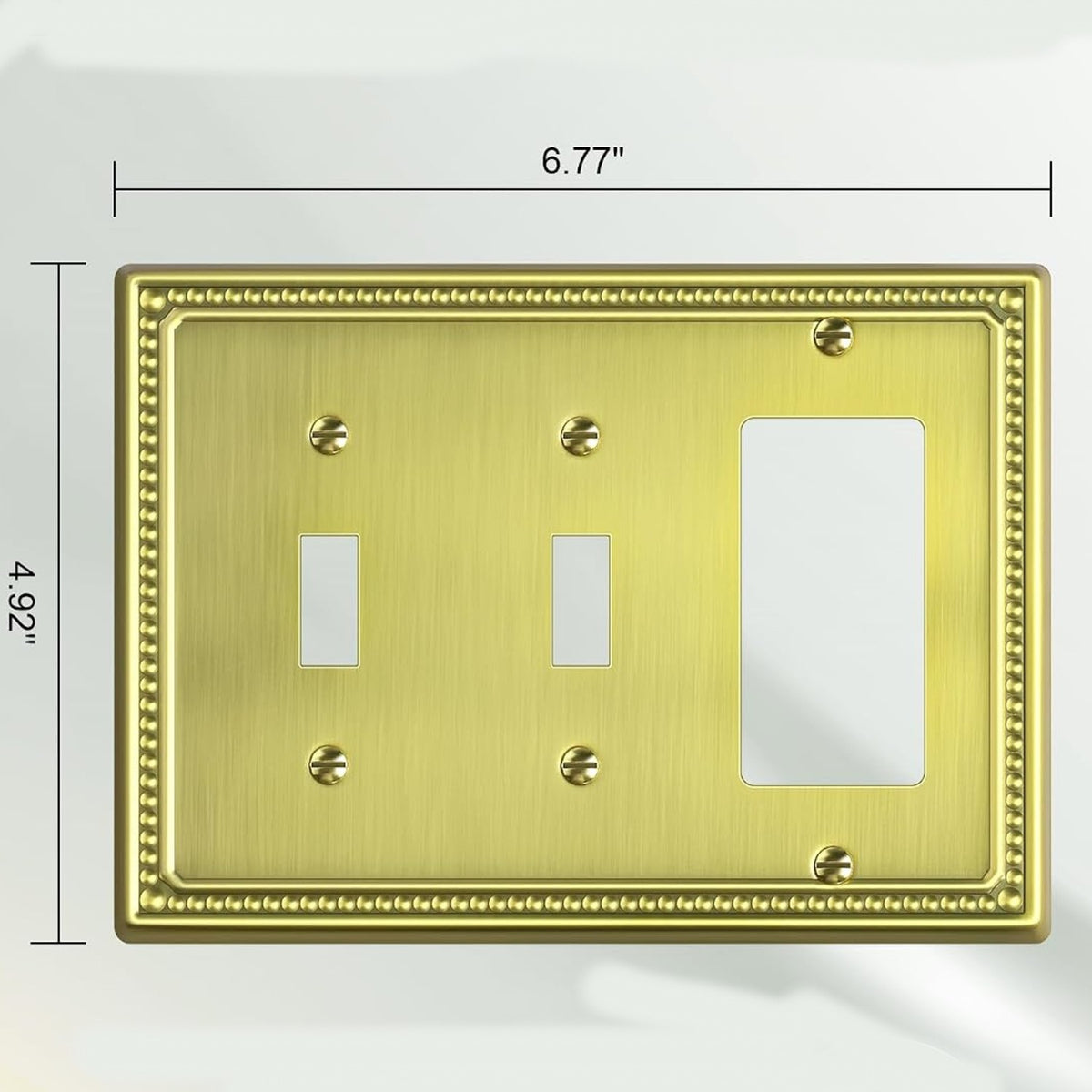 Harmon Brushed Brass Double Toggle / Single Decora Decorative Switchplate Cover
