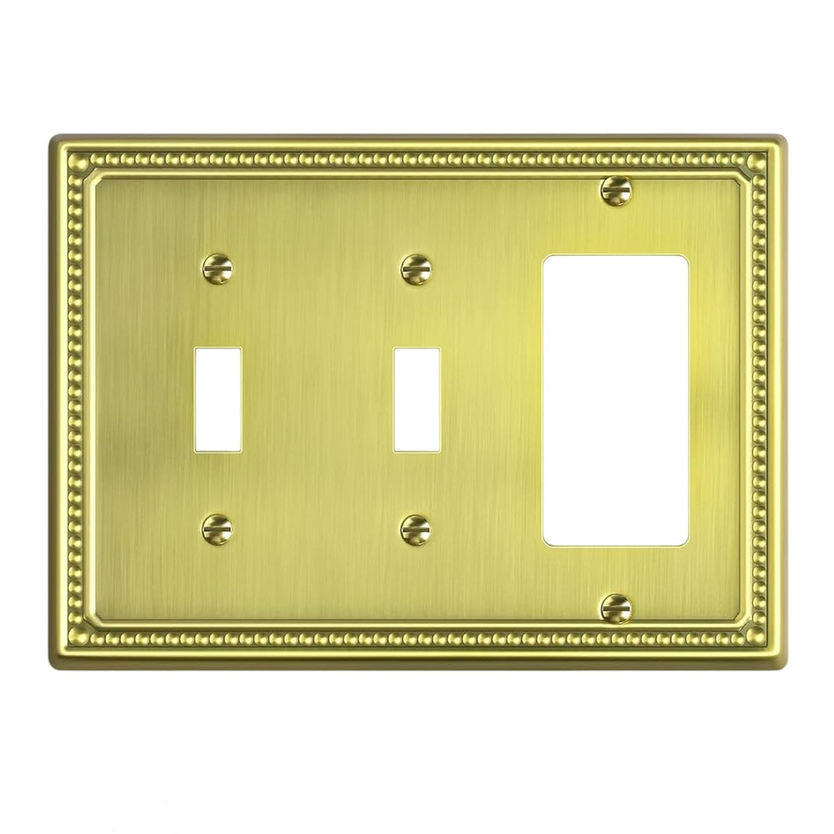 Harmon Brushed Brass Double Toggle / Single Decora Decorative Switchplate Cover
