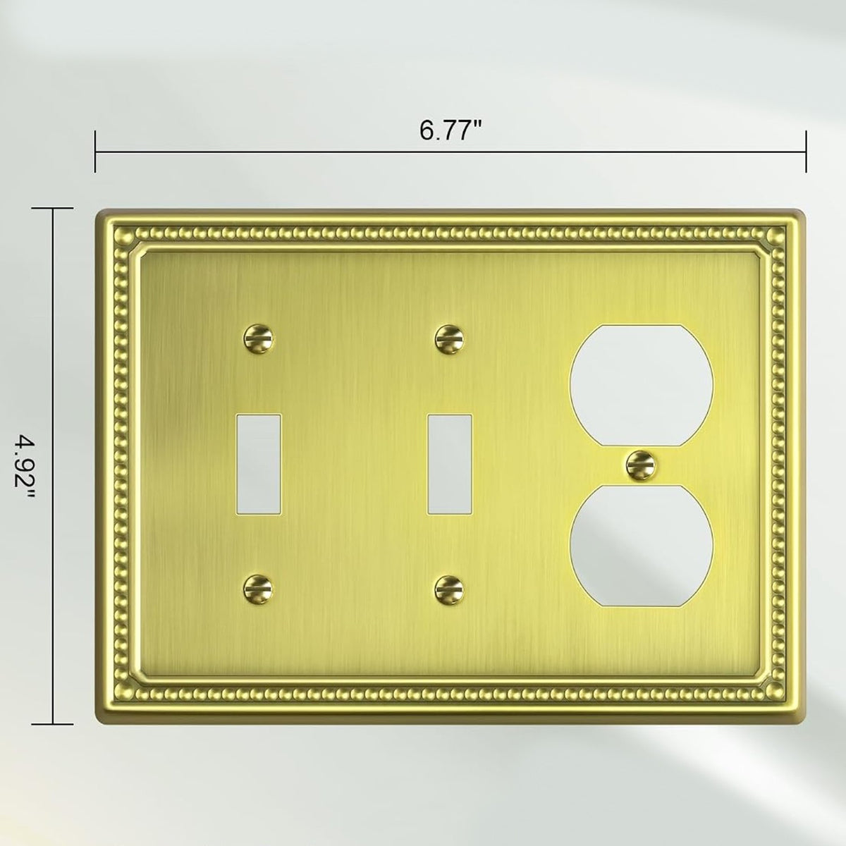 Harmon Brushed Brass Double Toggle / Single Duplex Decorative Switchplate Cover