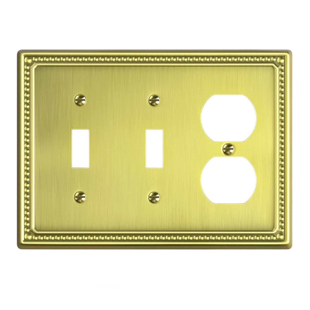Harmon Brushed Brass Double Toggle / Single Duplex Decorative Switchplate Cover