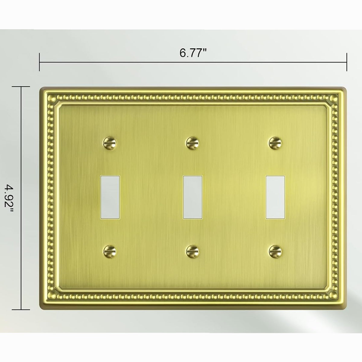 Harmon Brushed Brass Triple Toggle Decorative Switchplate Cover