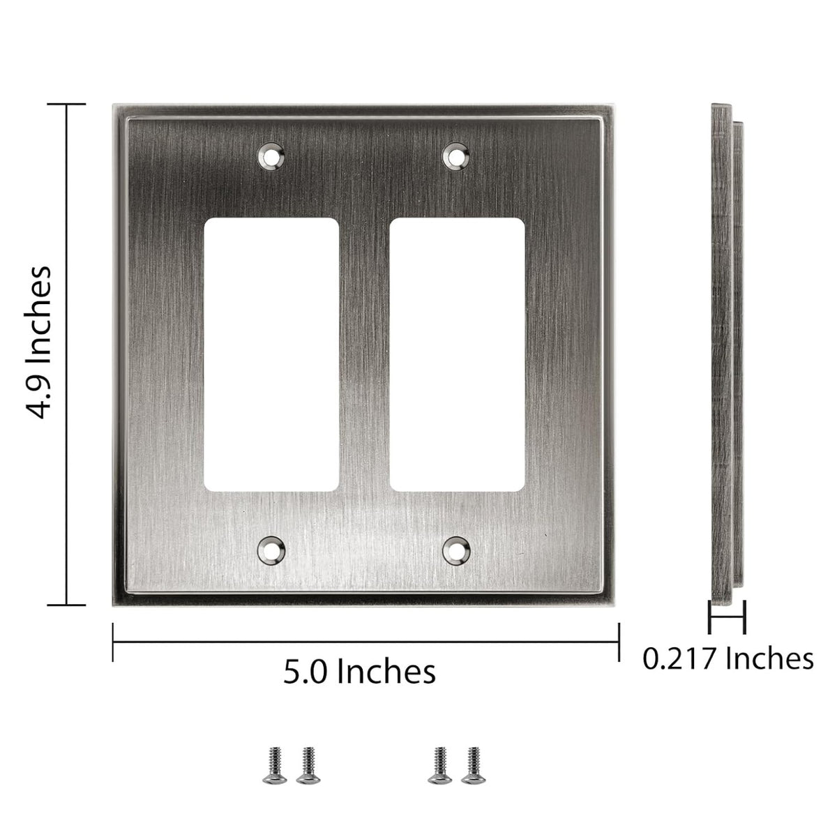Harmon Heirloom Silver Double Decora Soft Modern Switchplate Cover