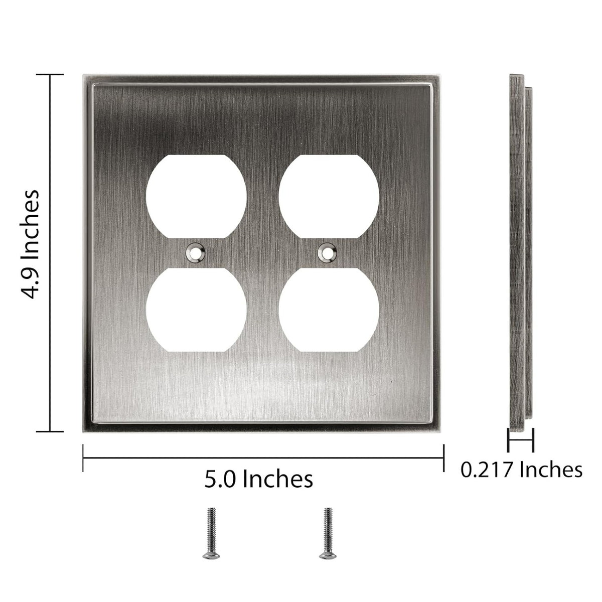 Harmon Heirloom Silver Double Duplex Soft Modern Outlet Cover