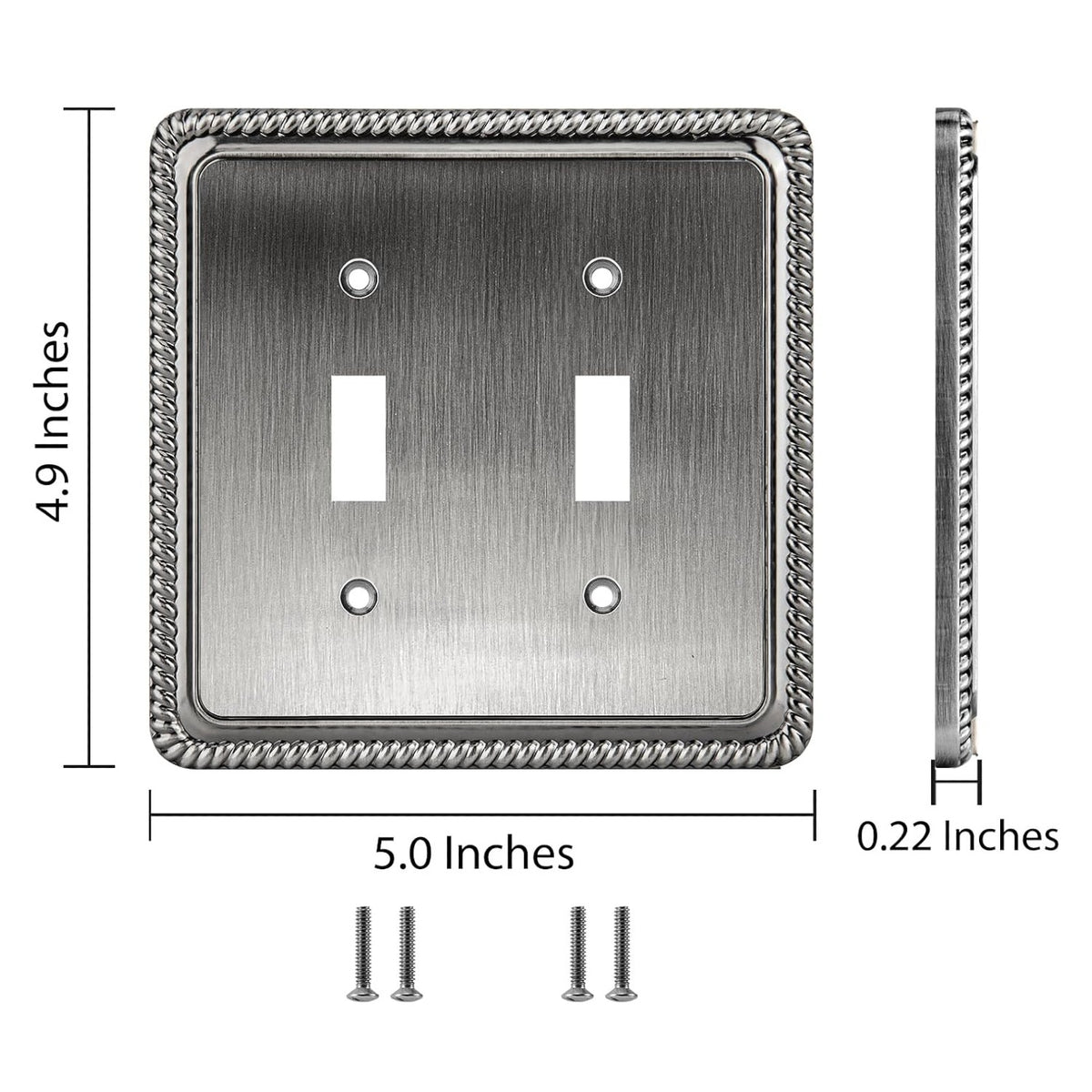 Harmon Heirloom Silver Double Toggle Rope Edge Switchplate Cover